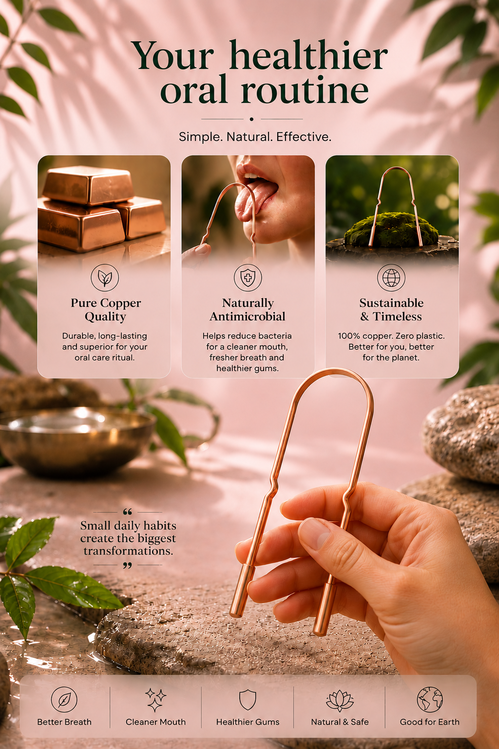 MORIAI Copper Tongue Scraper