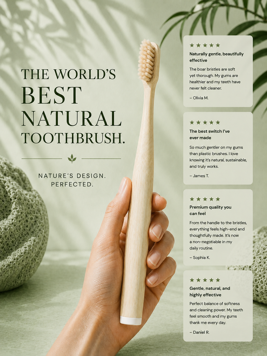 MORIAI Boar Bristle & Bamboo Toothbrush